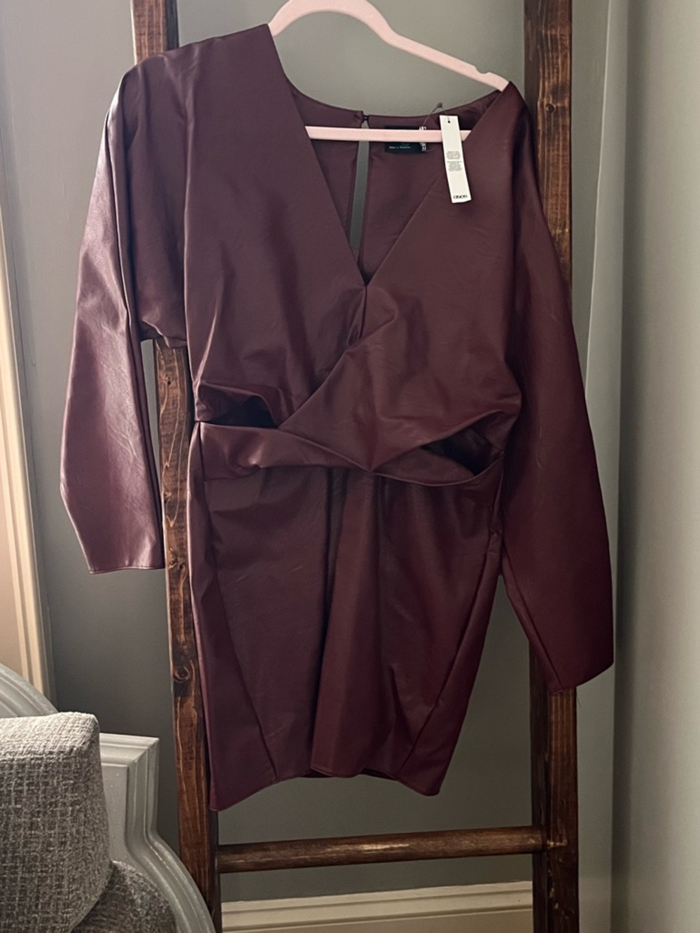 NWT ASOS burgundy maroon faux leather dress - size 6